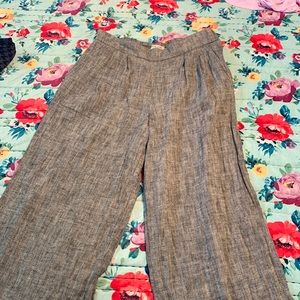 High waisted linen wide leg pants